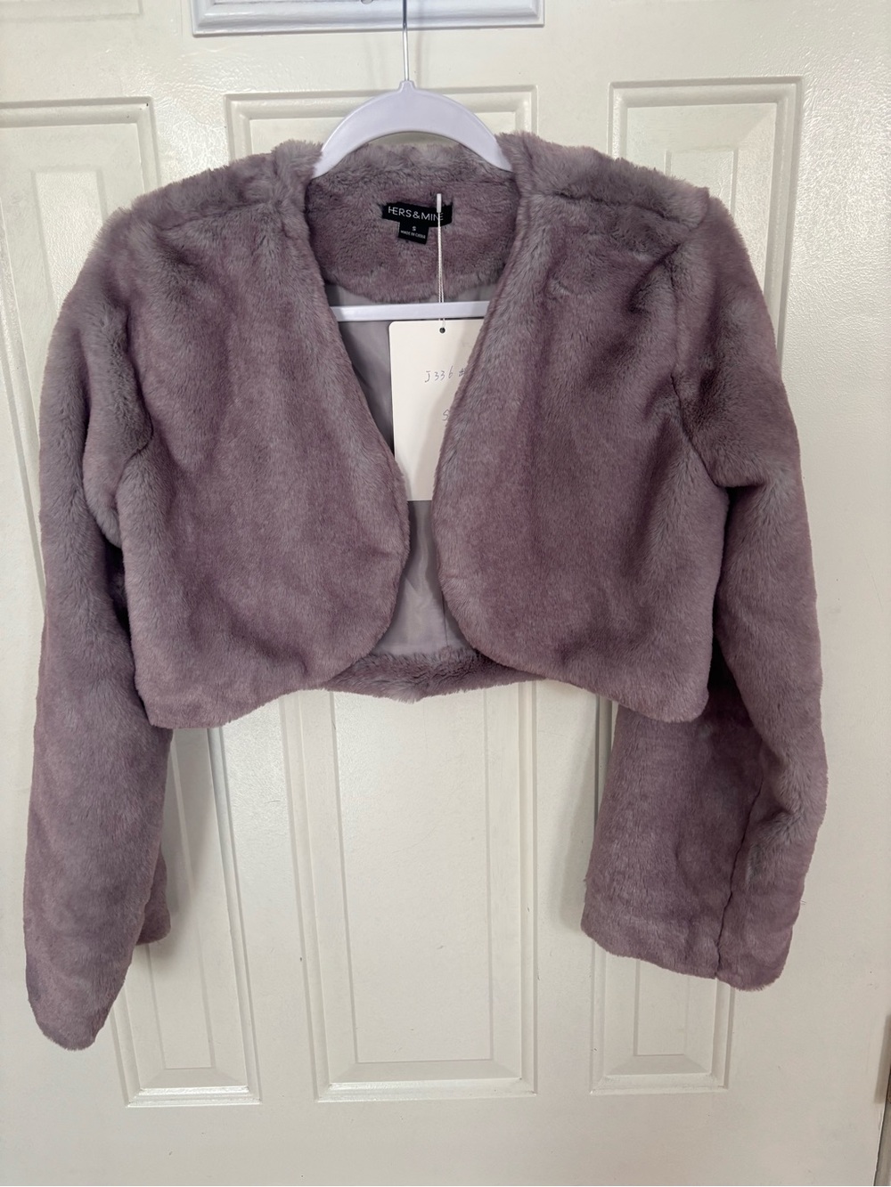 Cropped Teddy Jacket in Dusty Lavender by HERS & MRS